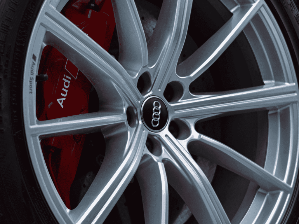 an example of an audi with new fitted tyres to fit the season