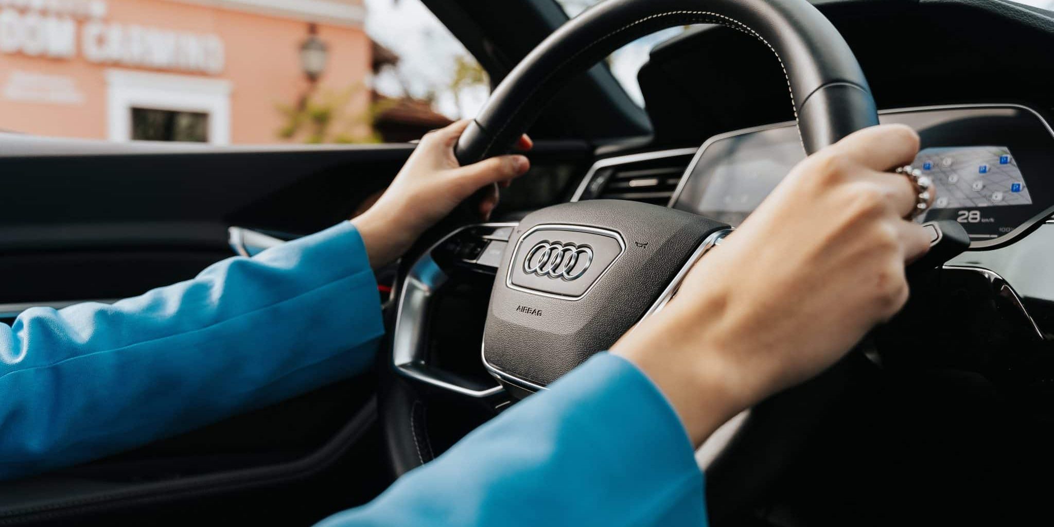 driving in a new audi ready for new 24 plates