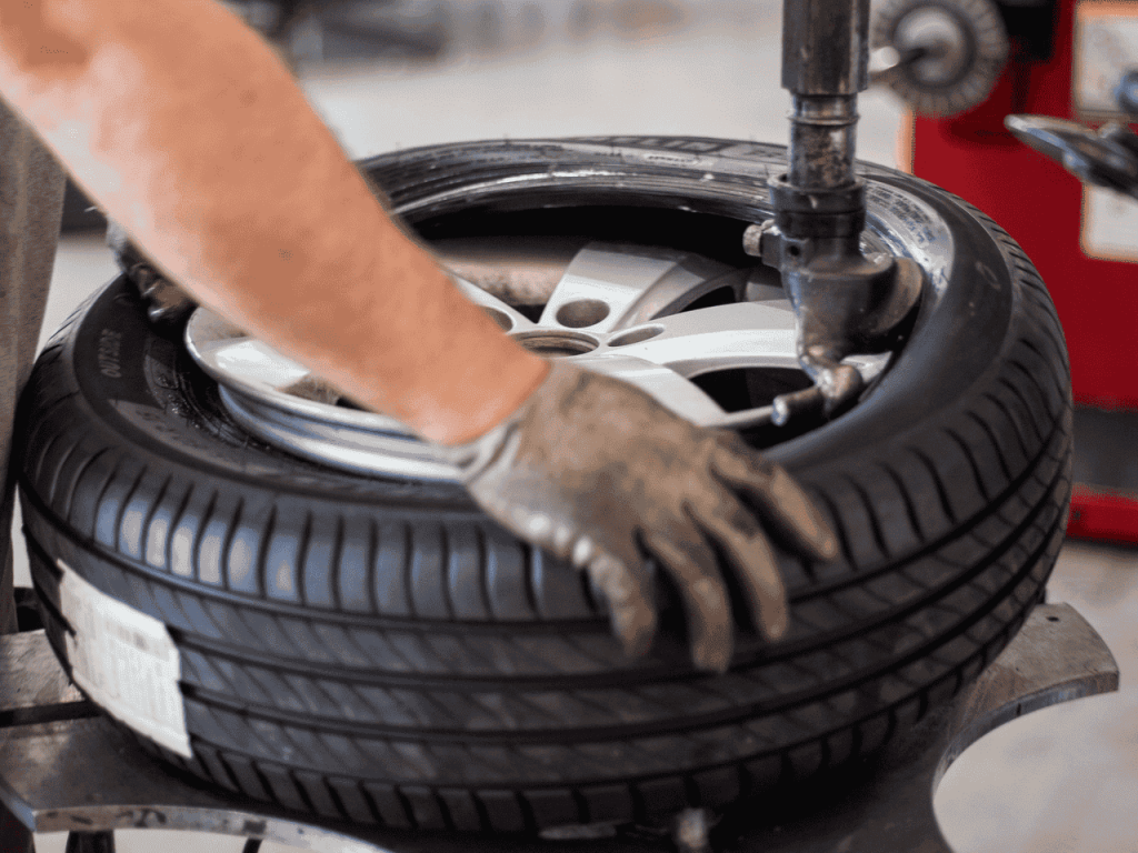 a new set of tyres being fitted by the team at central audi